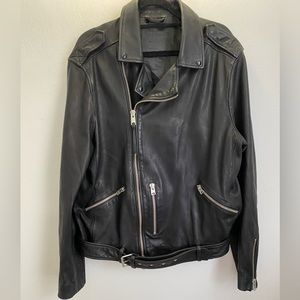 All Saints Genuine Black Leather Moto Jacket